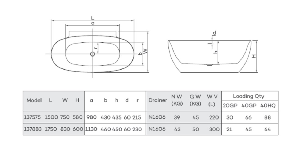 Дополнительное фото №3 Ванна акриловая отдельностоящая CHIEZZA Rivaly 1750*830*600