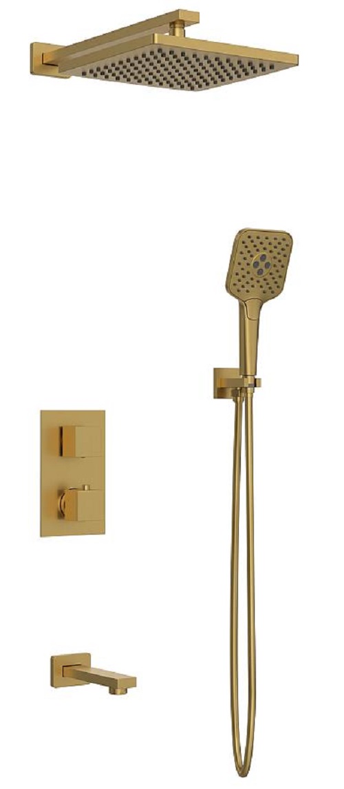 Фото Встраиваемая душевая система термостат с изливом CHIEZZA Bonivera brushed gold 