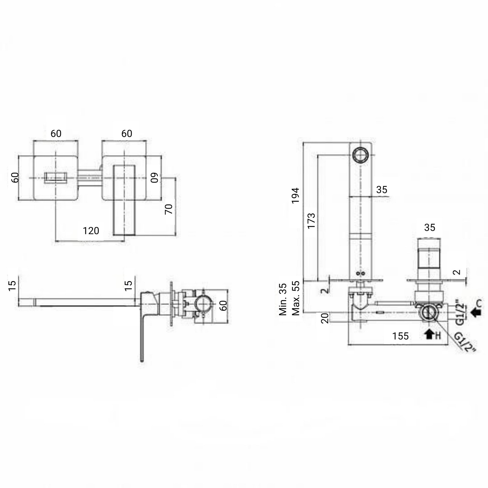 Дополнительное фото №1 Встраиваемый смеситель для раковины CHIEZZA Bonivera brushed gold