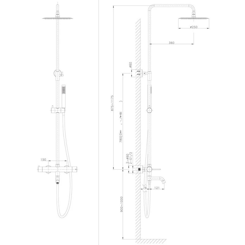 Дополнительное фото №1 Душевая система Chiezza Atalora, хром