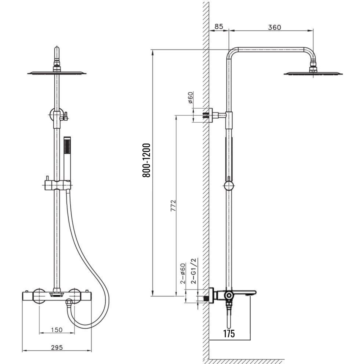 Дополнительное фото №1 Душевая система Chiezza Atalora с термостатом, хром 
