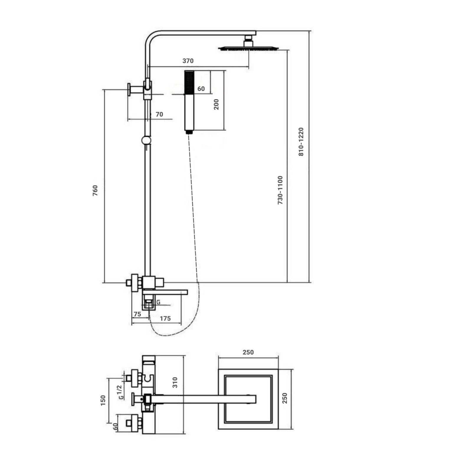 Дополнительное фото №1 Душевая система Chiezza Bonivera с тропическим душем, хром 
