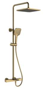 Душевая система Chiezza Ribago с термостатом, лейка квадрат, матовое золото