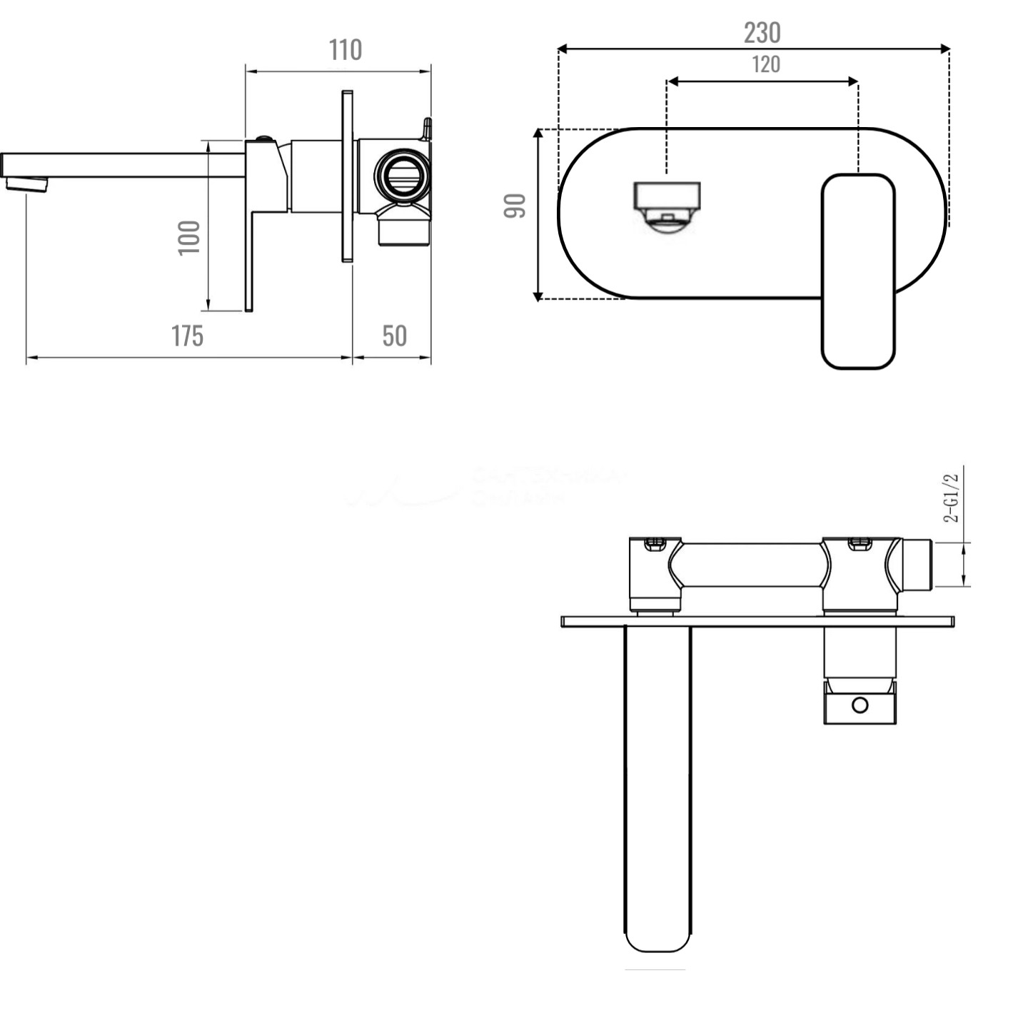 Дополнительное фото №1 Настенный смеситель для раковины CHIEZZA Ribago, хром