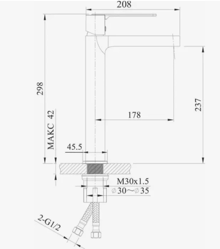 Дополнительное фото №1 Однорычажный смеситель для раковины CHIEZZA Atalora, хром высокий