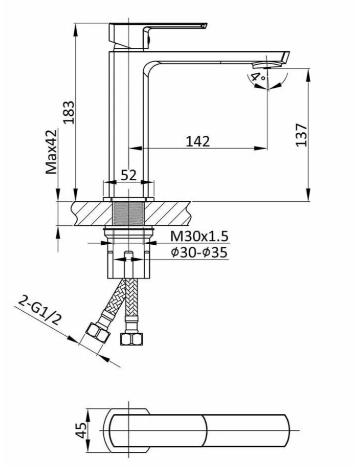 Дополнительное фото №1 Однорычажный смеситель для раковины CHIEZZA Ribago, хром