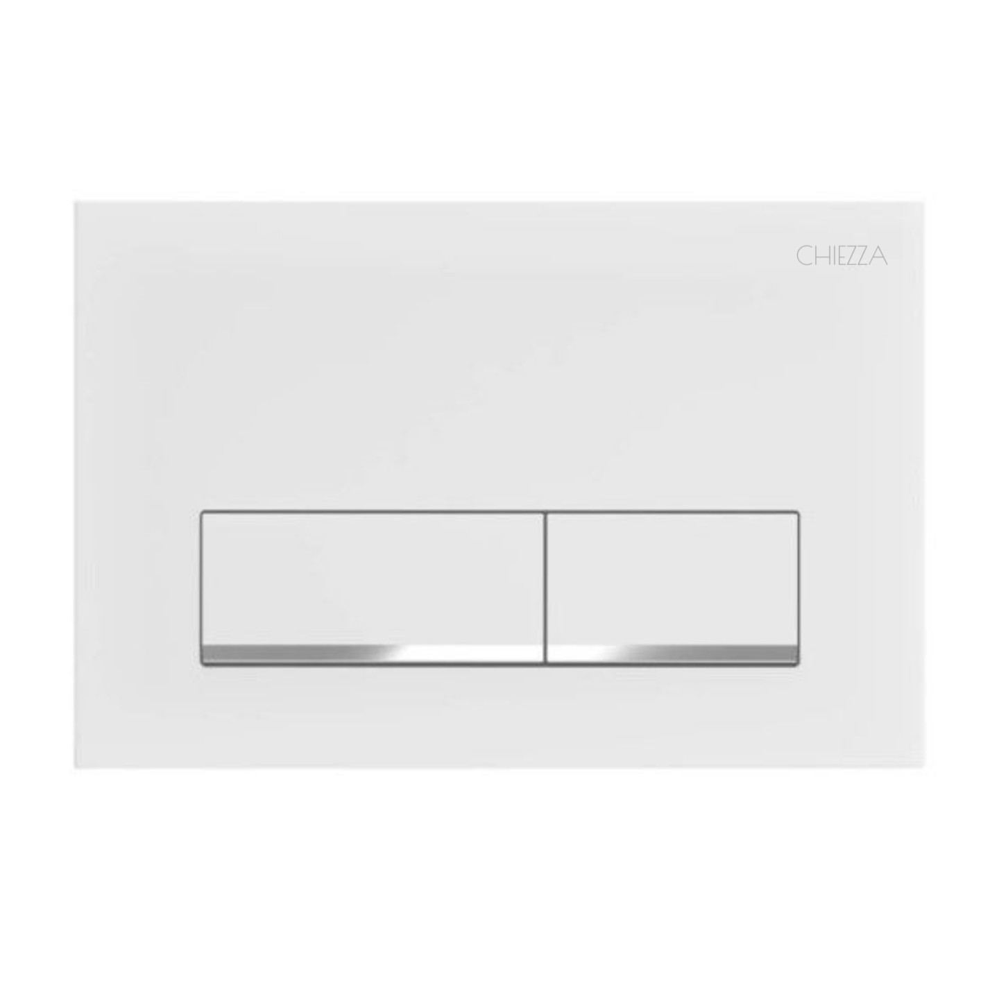 Фото Клавиша смыва глянцевая белая/хромированная полоска, пластик CHIEZZA CH012AATA 165*245*14.5мм