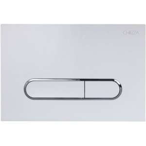 Клавиша смыва глянцевая белая/хромированные кольца, пластик CHIEZZA CH011AATA 165*245*13.7мм