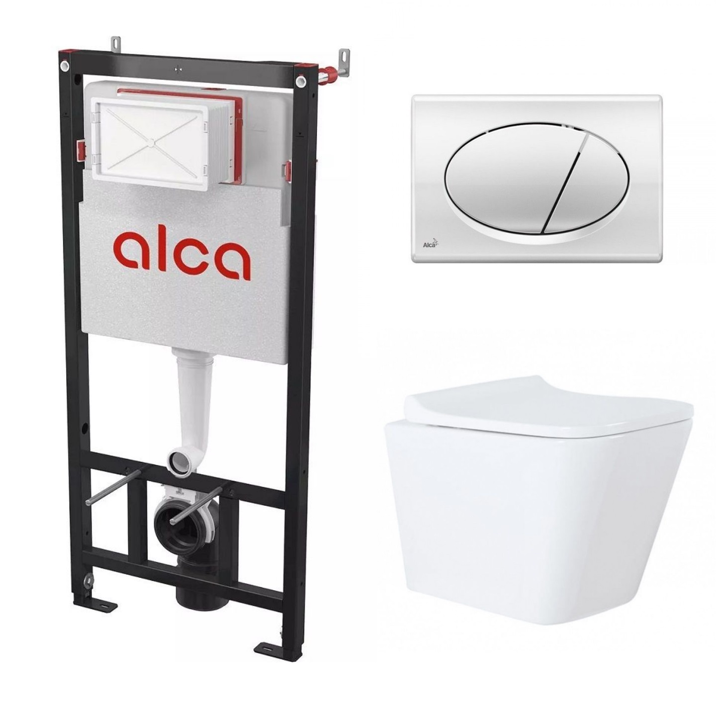 Фото Комплект Chiezza 3 в 1 Инсталляция с клавишей глянцевый хром и унитазом Teramo