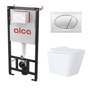 Комплект Chiezza 3 в 1 Инсталляция с клавишей глянцевый хром и унитазом Teramo